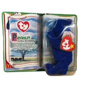 New Ty Beanie Baby "Peanut" the Royal Blue Elephant McDonalds Legends RARE